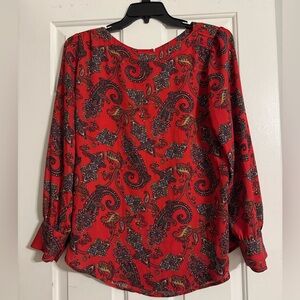 LOFT Red Paisley Blouse